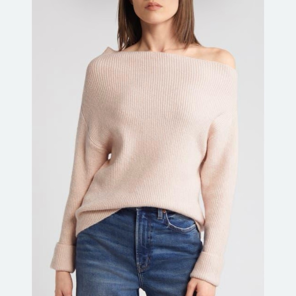 Treasure & Bond off the Shoulder Sweater Nordstrom Woman’s Size L Pink Smoke - Picture 13 of 16